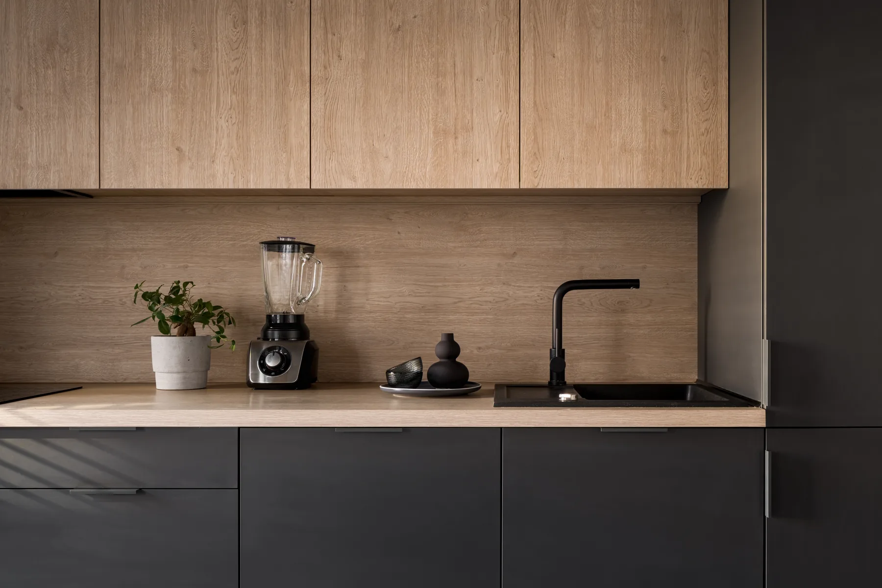 Dark modern slab kitchen