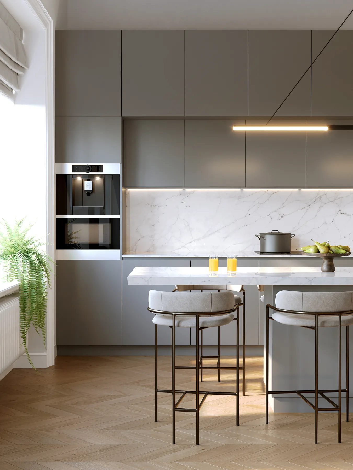 Grey gloss acrylic kitchen