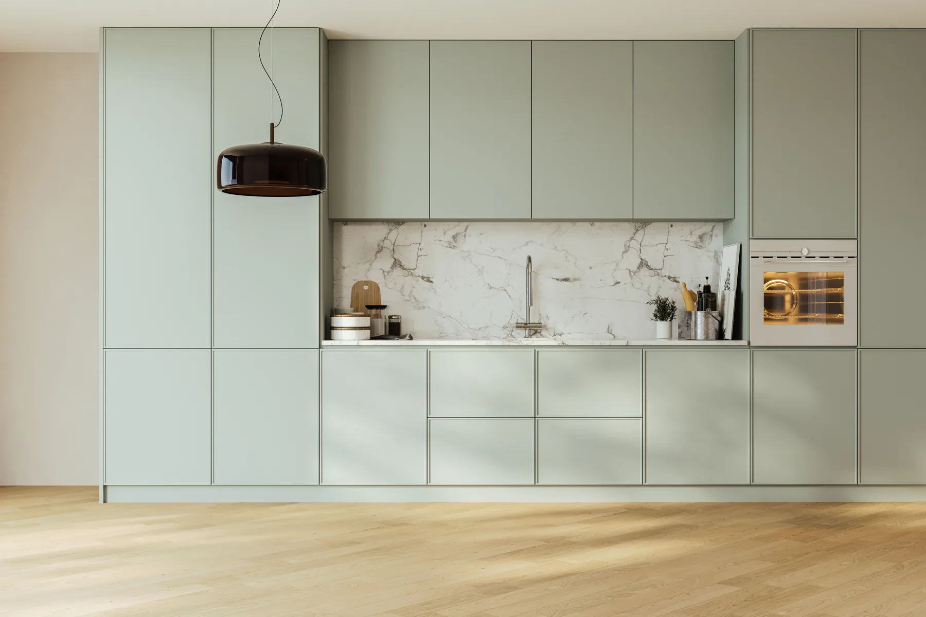 Mint gloss linear kitchen