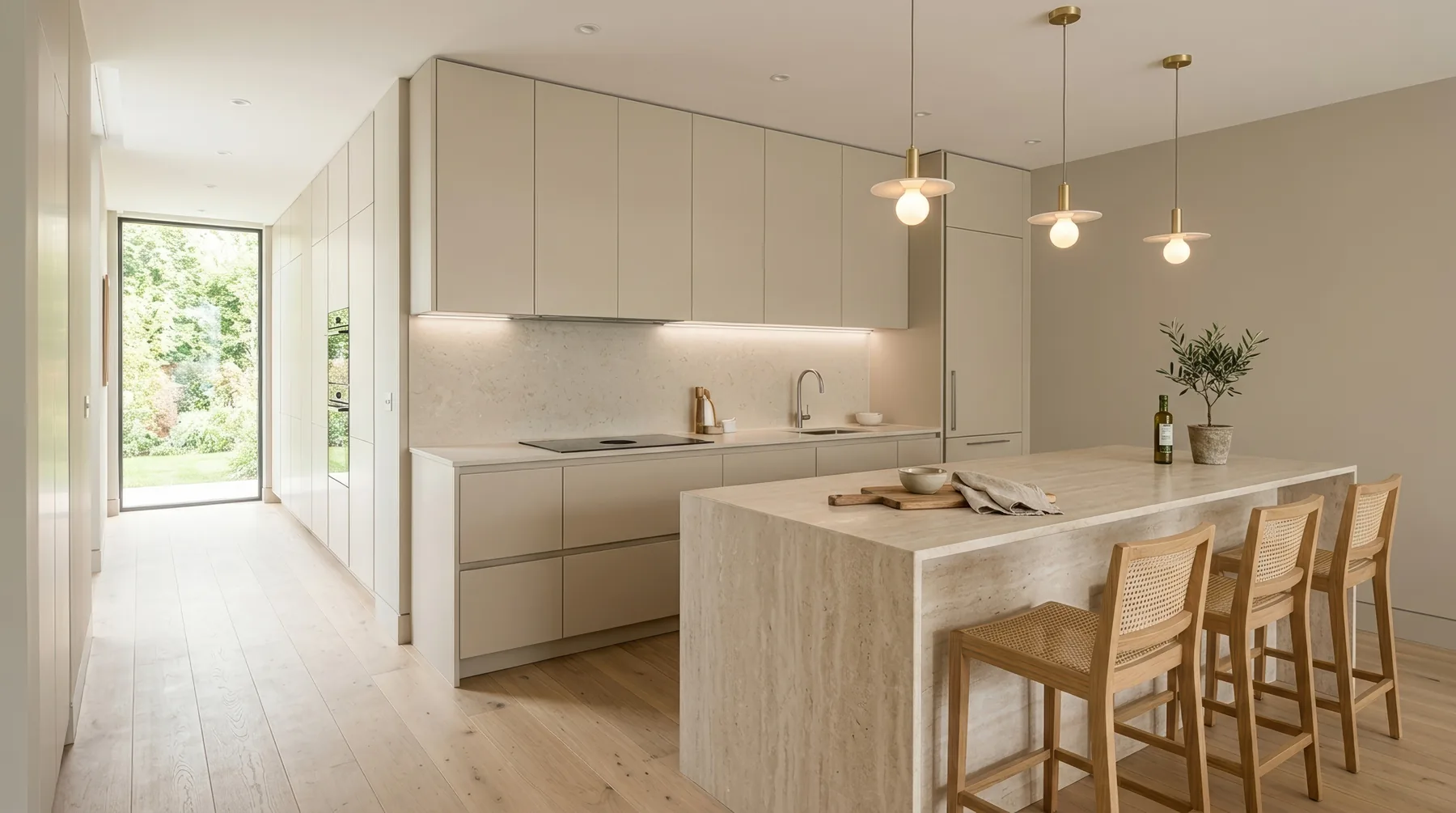 Cream flat pack island kitchen