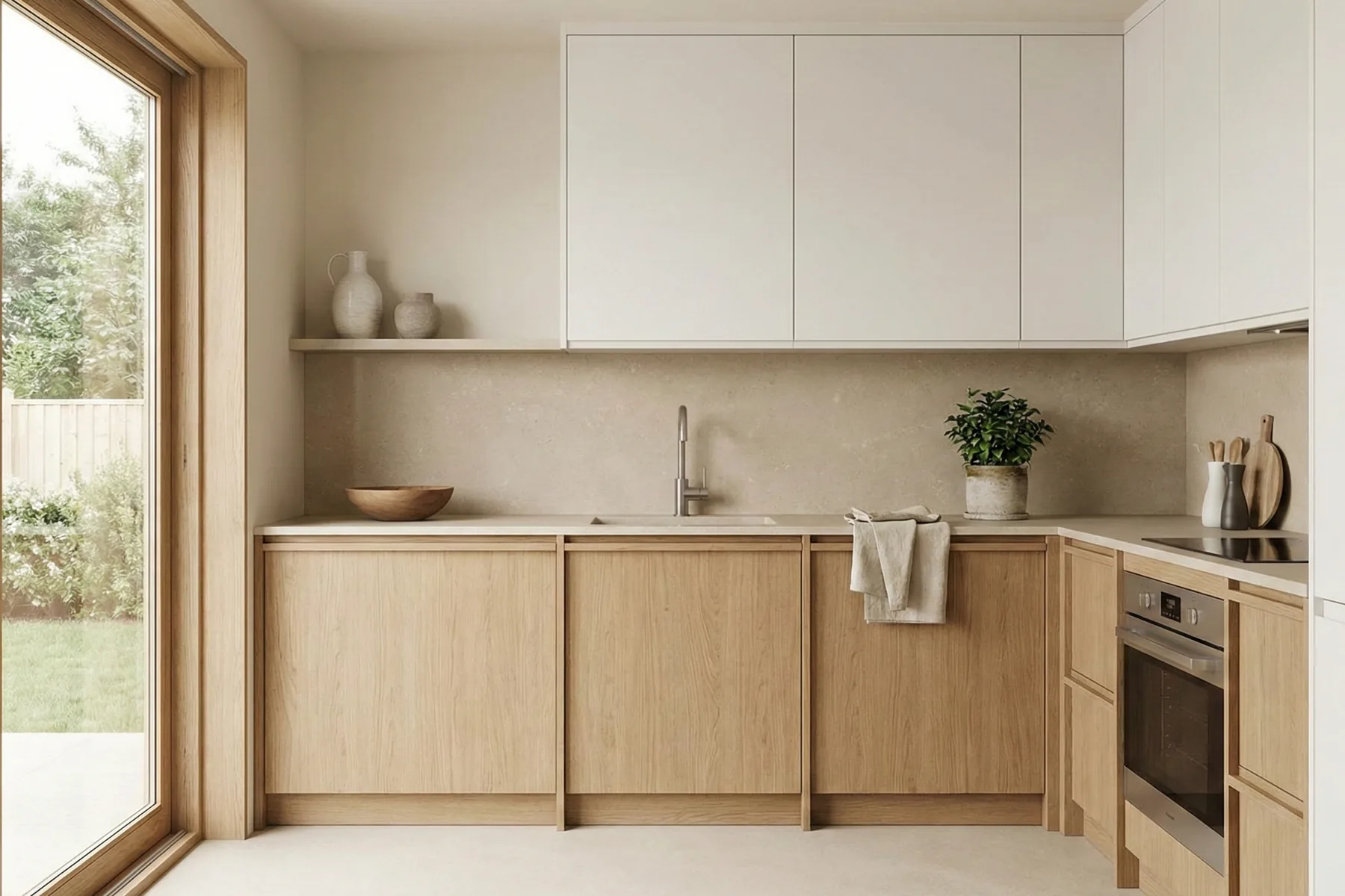 Light oak compact kitchen
