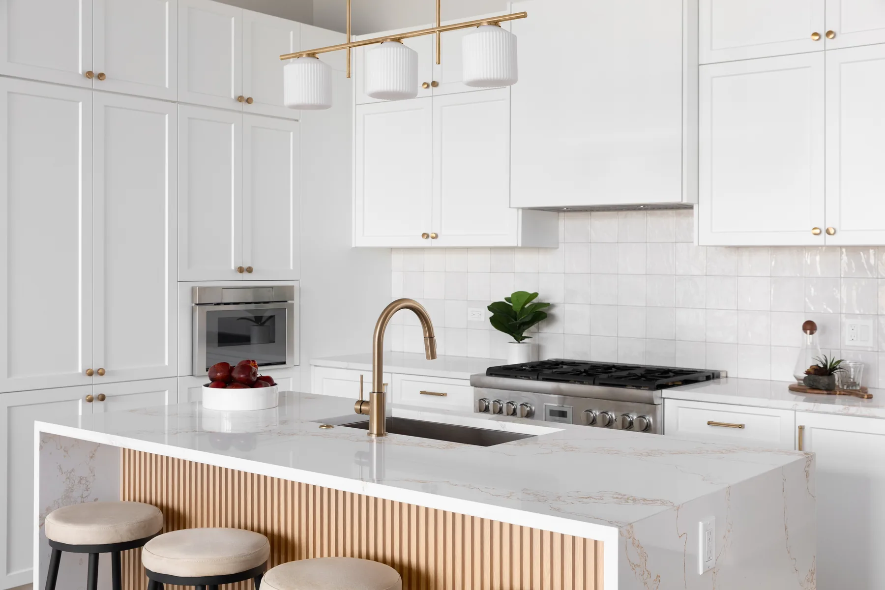 White shaker island kitchen